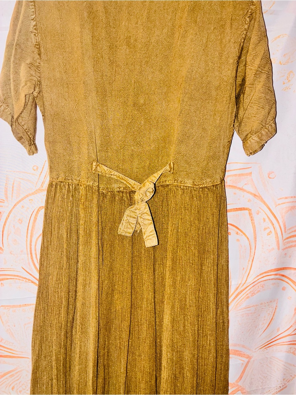 M.P.H. Vintage Women’s Olive Green/Brown Embroidered Boho Dress - Picture 5 of 8